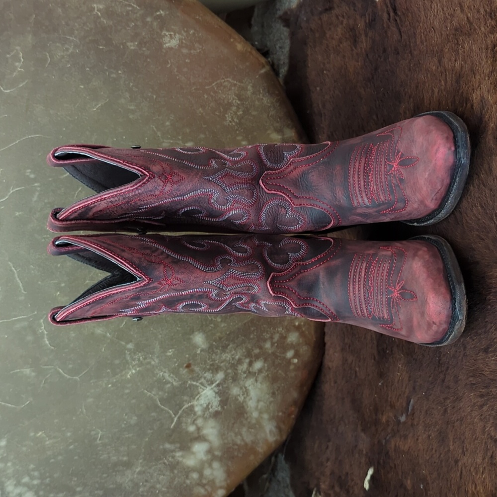 LIBERTY BLACK LB711219C Sienna classic snip toe cowgirl boot Vintage Rojo Red 7 - Picture 11 of 16